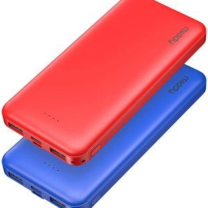 2-Pack Miady 10000mAh Dual USB Portable Charger, Fast Charging Power Bank with U